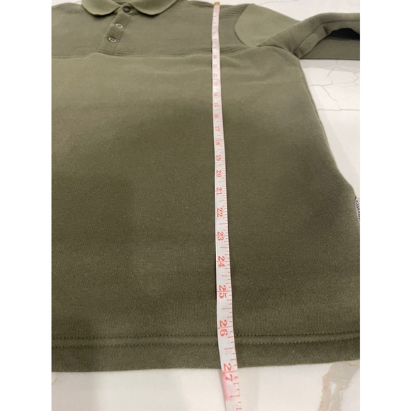 Peter Werth Long Sleeve Polo Collared Fleece Sweatshirt Military Green Medium - Picture 12 of 13
